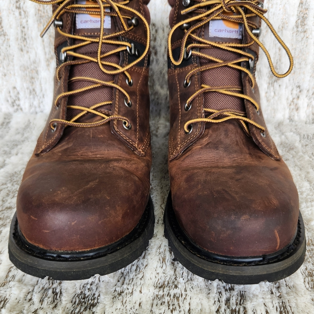 Carhartt "6-inch Soft Toe Work Boot" Oiled Leather Lace Up Brown, Men's Size 12W - Picture 3 of 13